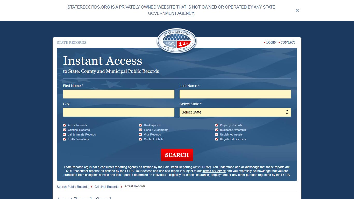Arrest Records Search | StateRecords.org